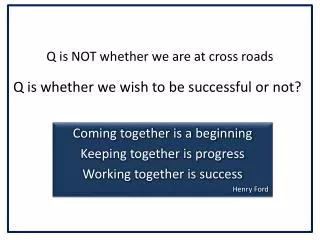 Q is NOT whether we are at cross roads