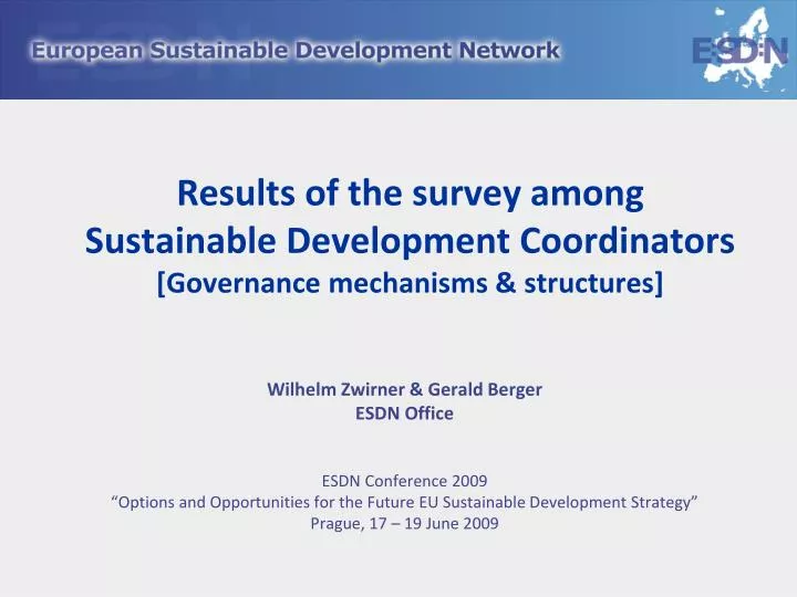 results of the survey among sustainable development coordinators governance mechanisms structures