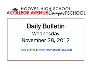 Daily Bulletin Wednesday November 28, 2012 (view online @ hoovercardinals )