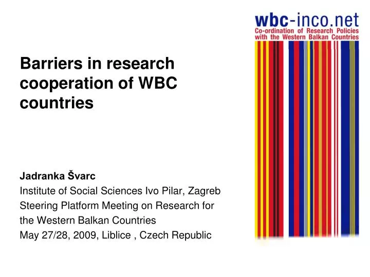 barriers in research cooperation of wbc countries