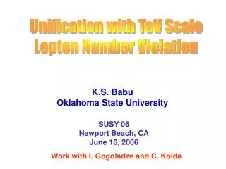 Unification with TeV Scale Lepton Number Violation