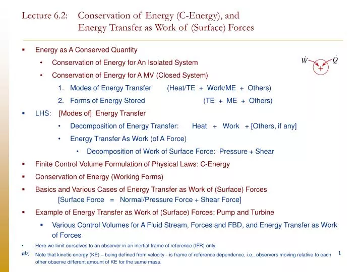 lecture 6 2 conservation of energy c energy and energy transfer as work of surface forces