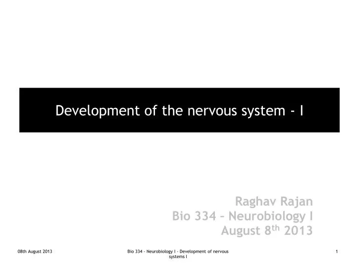 development of the nervous system i