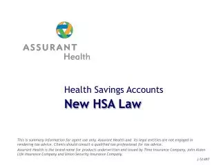 Health Savings Accounts New HSA Law