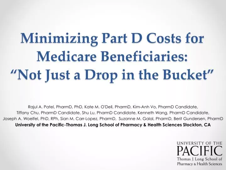 minimizing part d costs for medicare beneficiaries not just a drop in the bucket