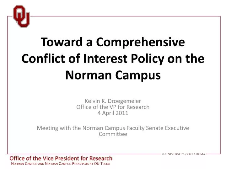 toward a comprehensive conflict of interest policy on the norman campus