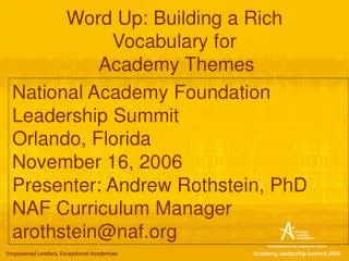 Word Up: Building a Rich Vocabulary for Academy Themes