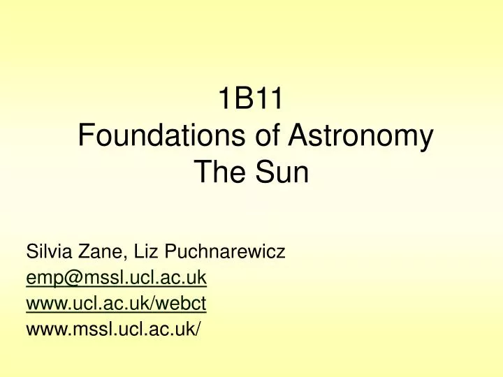 1b11 foundations of astronomy the sun