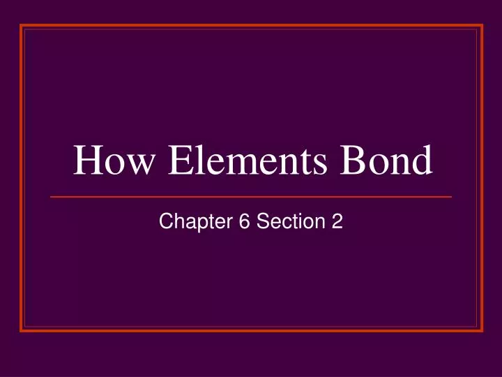 how elements bond