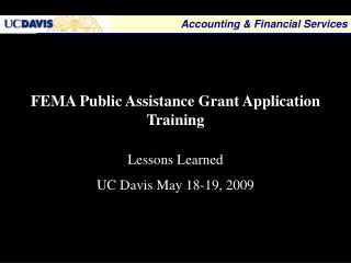 FEMA Public Assistance Grant Application Training