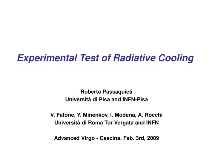 experimental test of radiative cooling