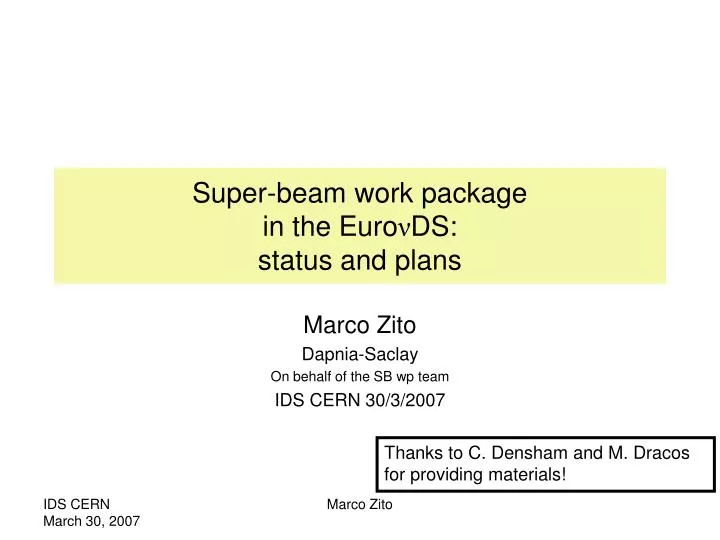 super beam work package in the euro ds status and plans