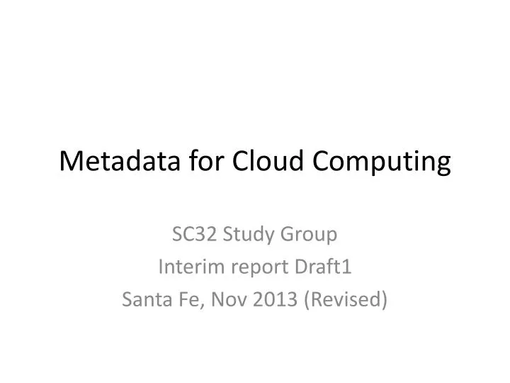 metadata for cloud computing