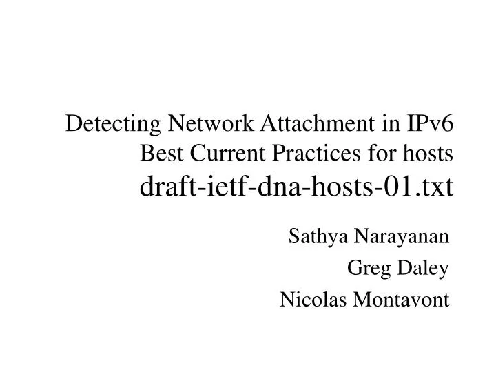 detecting network attachment in ipv6 best current practices for hosts draft ietf dna hosts 01 txt