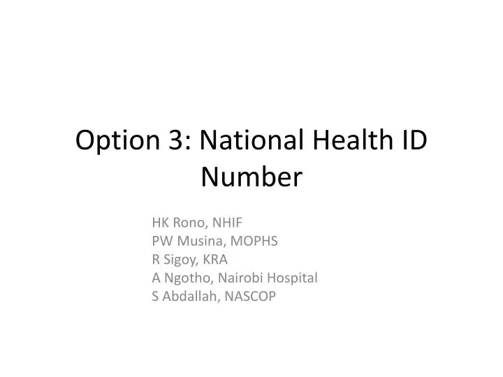 option 3 national health id number