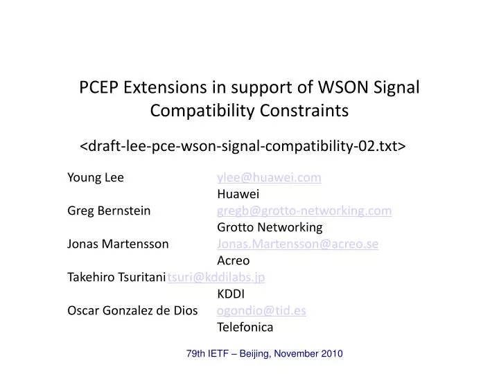 pcep extensions in support of wson signal compatibility constraints