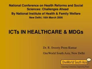ICTs IN HEALTHCARE &amp; MDGs