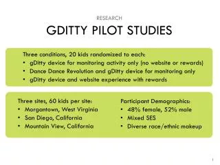 GDITTY PILOT STUDIES