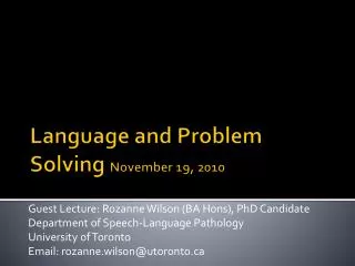 Language and Problem Solving November 19, 2010