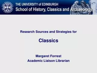 Research Sources and Strategies for Classics