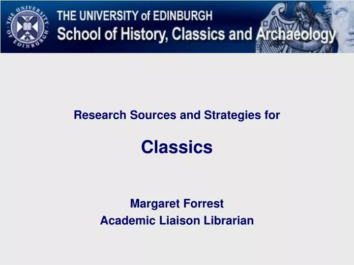 research sources and strategies for classics