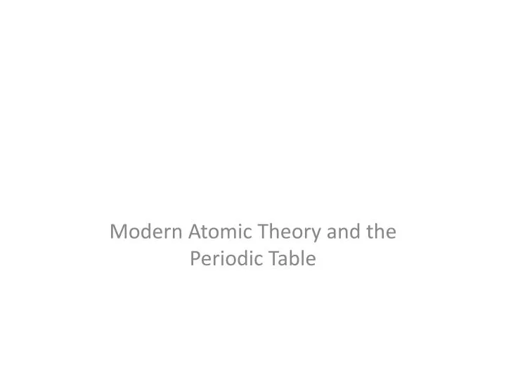 modern atomic theory and the periodic table