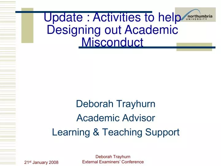 update activities to help designing out academic misconduct