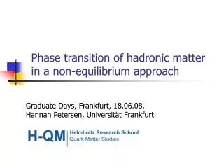 Phase transition of hadronic matter in a non-equilibrium approach