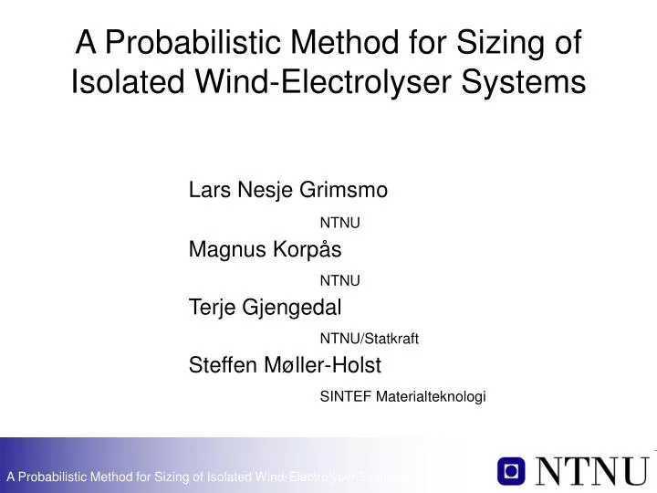 a probabilistic method for sizing of isolated wind electrolyser systems