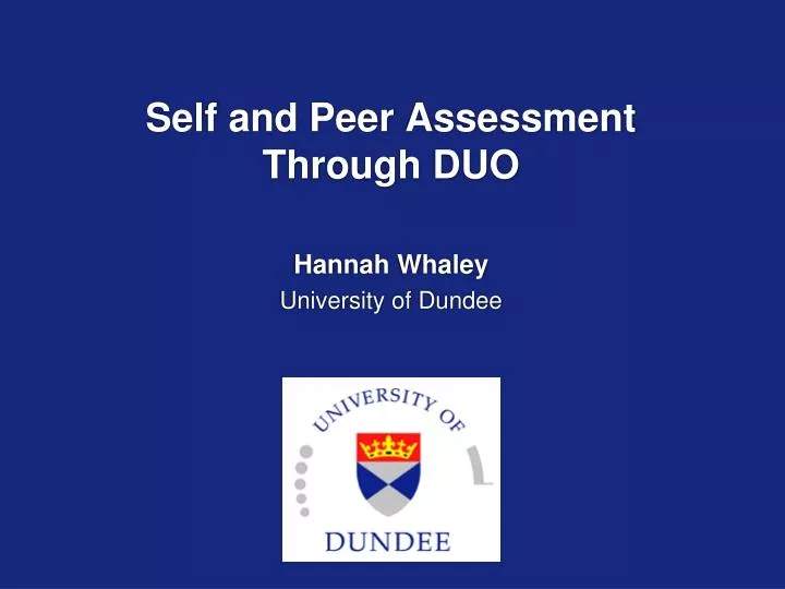 self and peer assessment through duo