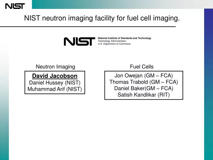 nist neutron imaging facility for fuel cell imaging