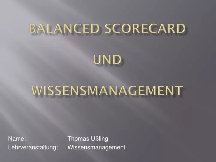 balanced scorecard und wissensmanagement