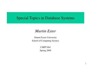 Special Topics in Database Systems