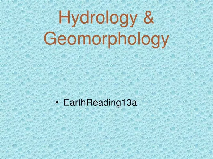 hydrology geomorphology