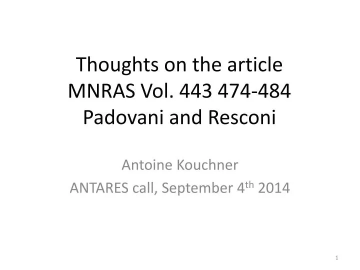 thoughts on the article mnras vol 443 474 484 padovani and resconi