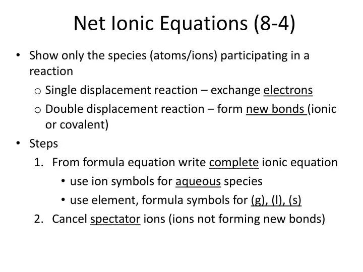net ionic equations 8 4