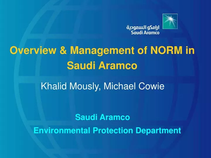overview management of norm in saudi aramco