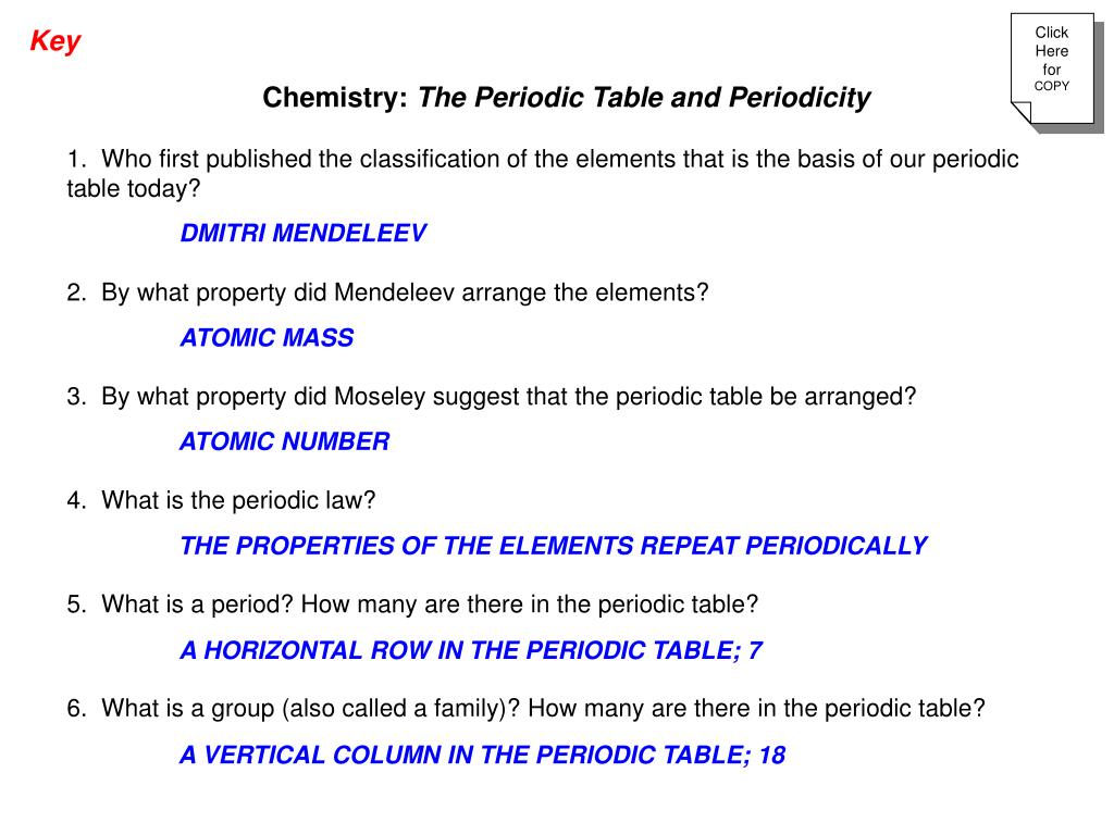 PPT - Chemistry: The Periodic Table and Periodicity PowerPoint ...