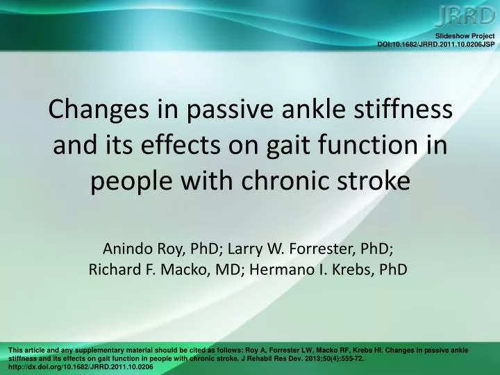 changes in passive ankle stiffness and its effects on gait function in people with chronic stroke