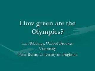 How green are the Olympics?