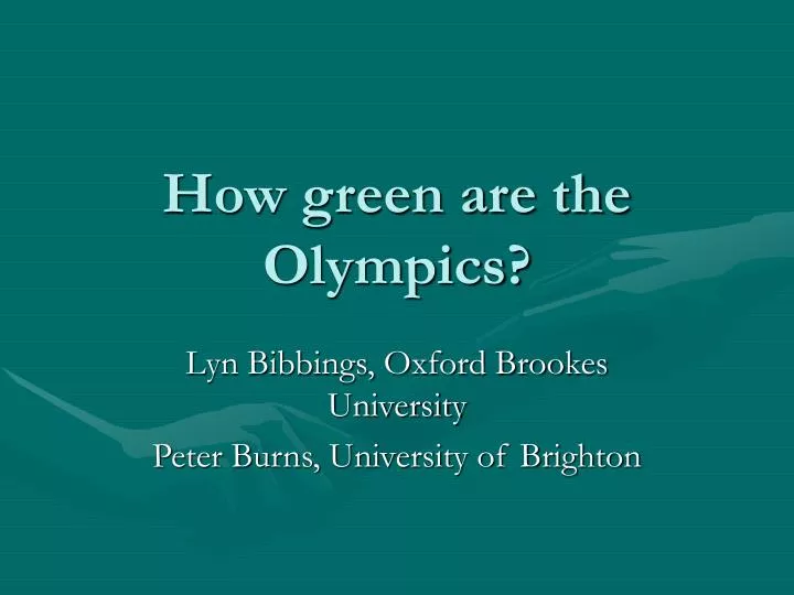 how green are the olympics