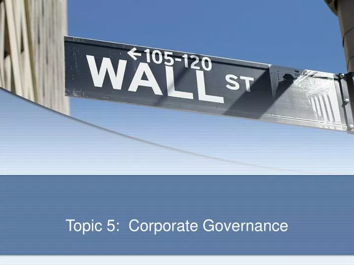 topic 5 corporate governance