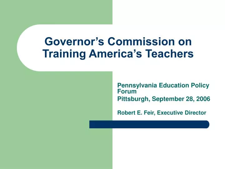 governor s commission on training america s teachers