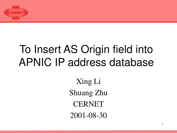 to insert as origin field into apnic ip address database