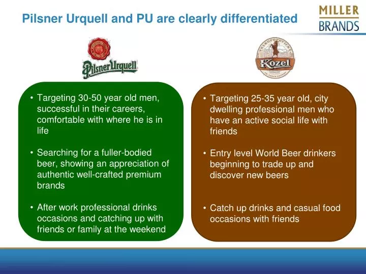 pilsner urquell and pu are clearly differentiated
