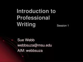 Introduction to Professional Writing