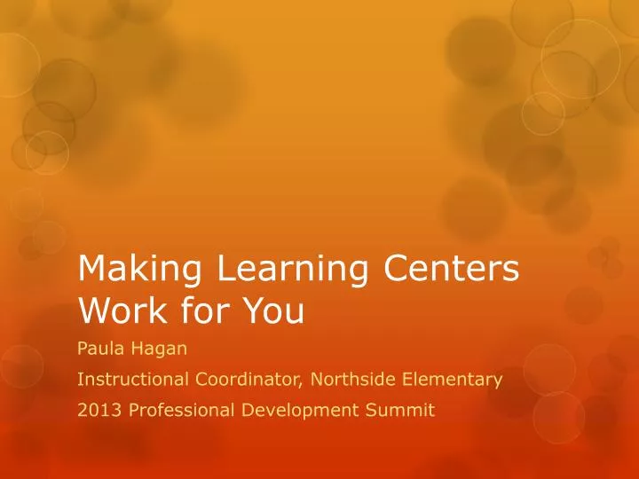 making learning centers work for you
