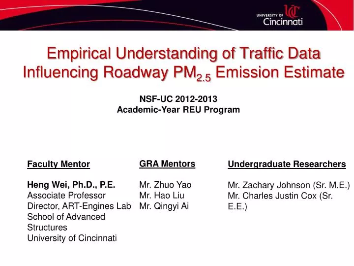 empirical understanding of traffic data influencing roadway pm 2 5 emission estimate