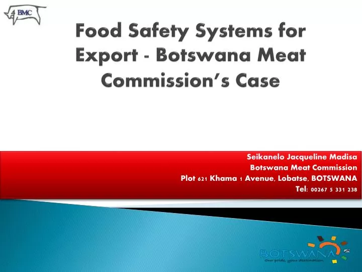 food safety systems for export botswana meat commission s case