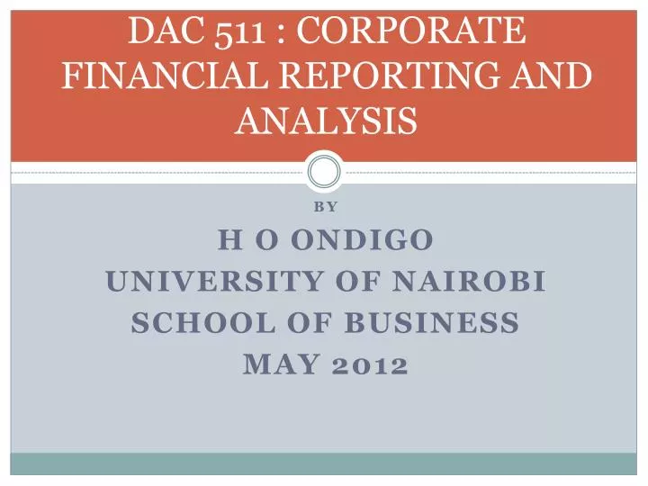 dac 511 corporate financial reporting and analysis